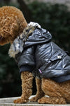 Double Pocketed Fur Hooded Dog Jacket - Tiktokpetshop